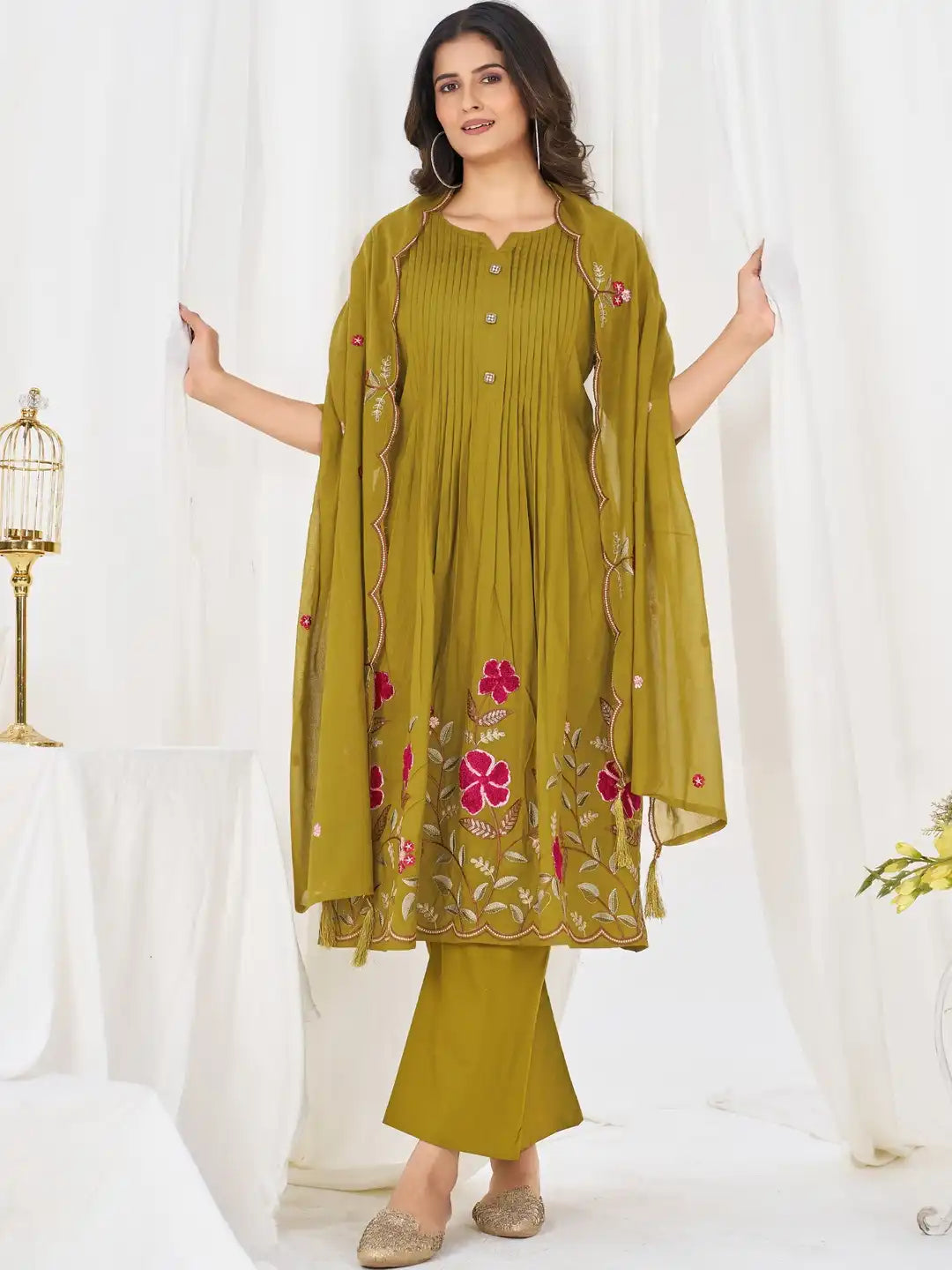 Elegant Cotton Blend 3 Piece Kurta Set with Designer Dupatta