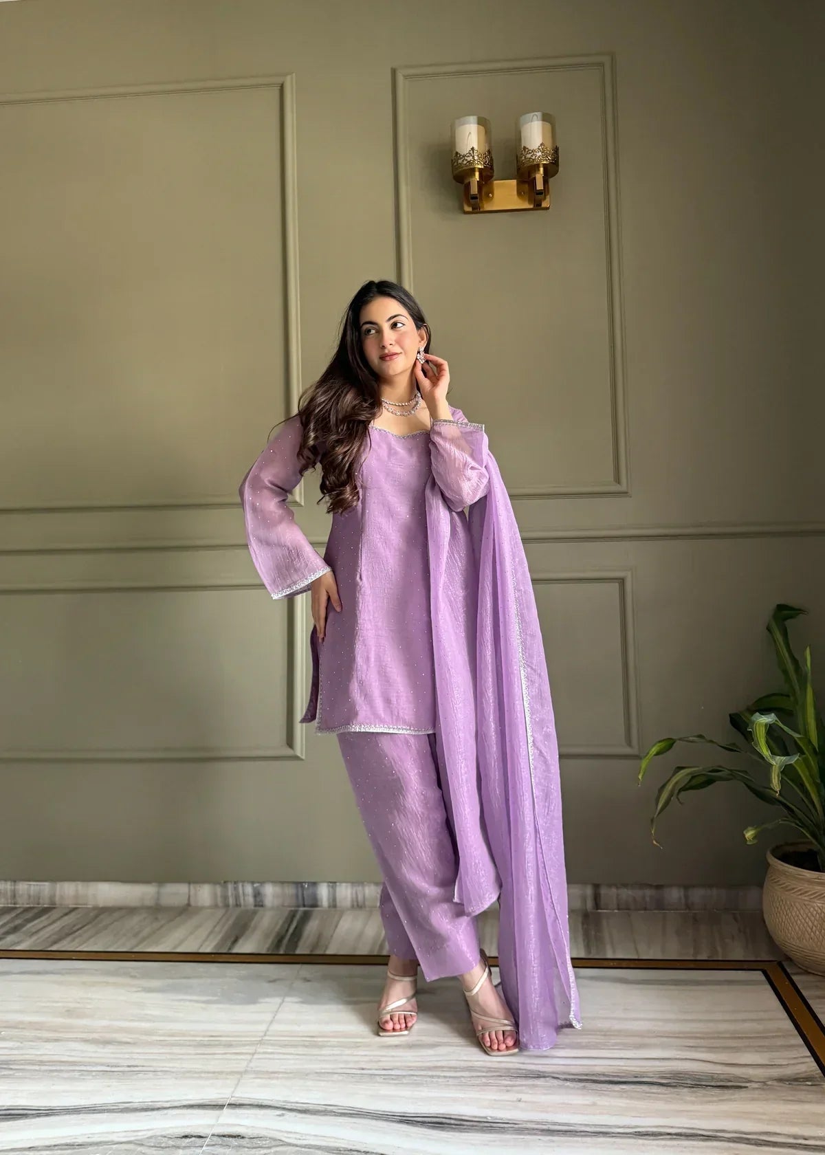 Elegant Cotton Blend 3 Piece Kurta Set with Designer Dupatta